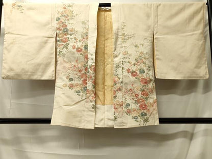 平和屋着物＃羽織 寿光織 雲重ね草花文 金糸 正絹 逸品 CABL2926in