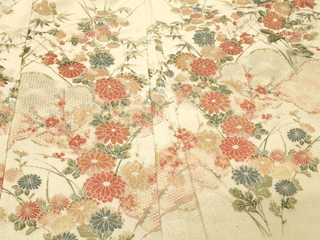平和屋着物＃羽織 寿光織 雲重ね草花文 金糸 正絹 逸品 CABL2926in