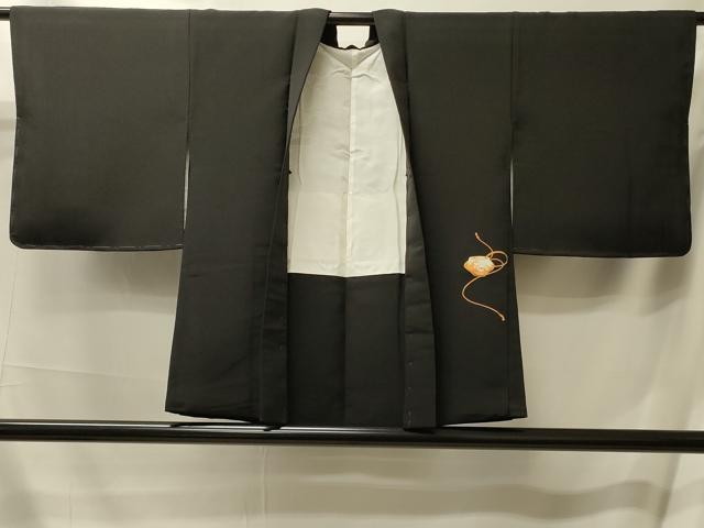 平和屋着物＃羽織 几帳陶器花文 黒地 金彩 正絹 逸品 CABL2927in