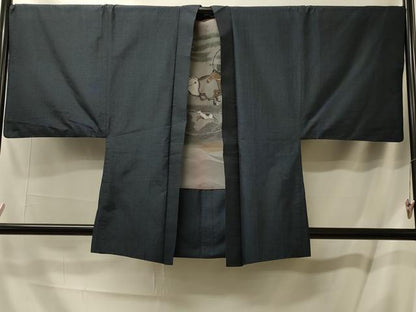 平和屋着物＃男性　羽織　紬地　格子　正絹　逸品　CABL2928in