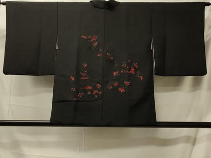平和屋着物＃中国三大刺繍 スワトウ刺繍 総刺繍 羽織 流水花文 黒地 正絹 逸品 CABL2930in