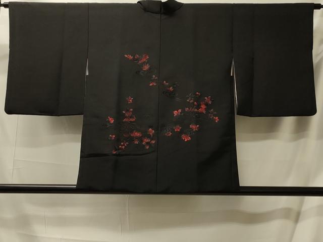 平和屋着物＃中国三大刺繍 スワトウ刺繍 総刺繍 羽織 流水花文 黒地 正絹 逸品 CABL2930in