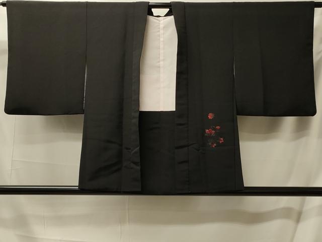平和屋着物＃中国三大刺繍 スワトウ刺繍 総刺繍 羽織 流水花文 黒地 正絹 逸品 CABL2930in
