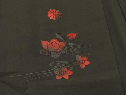 平和屋着物＃中国三大刺繍 スワトウ刺繍 総刺繍 羽織 流水花文 黒地 正絹 逸品 CABL2930in