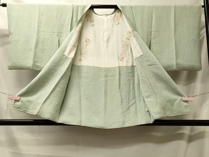 平和屋着物＃道行コート　お召地　丸文　正絹　逸品　CABL2932in
