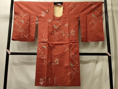 平和屋着物＃道行コート　寿光織　花鳥文　金糸　ロング丈　正絹　逸品　未使用　CABL2935in