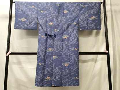 平和屋着物＃道中着　流水草花文　ロング丈　洗える着物　CABL2937in