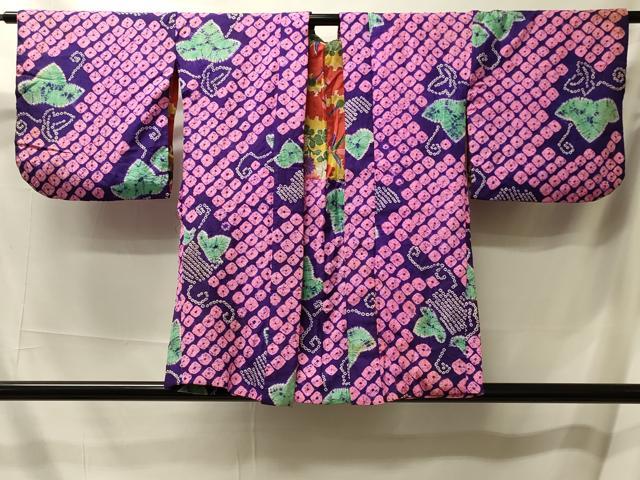平和屋着物＃アンティーク 大正ロマン 羽織 総絞り 鹿の子蔦の葉文 正絹 逸品 CABL2940in