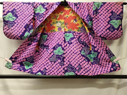 平和屋着物＃アンティーク 大正ロマン 羽織 総絞り 鹿の子蔦の葉文 正絹 逸品 CABL2940in