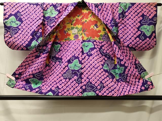 平和屋着物＃アンティーク 大正ロマン 羽織 総絞り 鹿の子蔦の葉文 正絹 逸品 CABL2940in