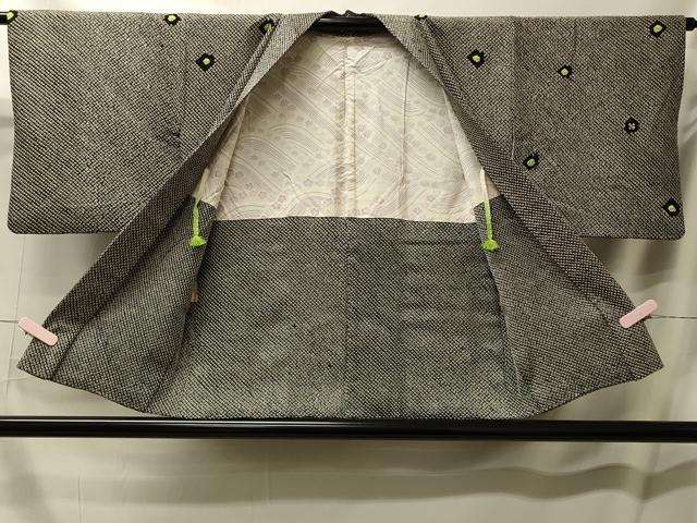 平和屋着物＃羽織 総絞り 抽象文様 黒地 正絹 逸品 CABL2941in