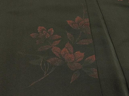 平和屋着物＃羽織 枝花文 黒地 正絹 逸品 CABL2949in
