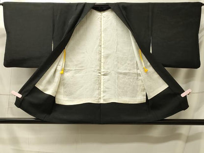 平和屋着物＃羽織　総絞り　草葉文　黒地　正絹　逸品　CABL2960in