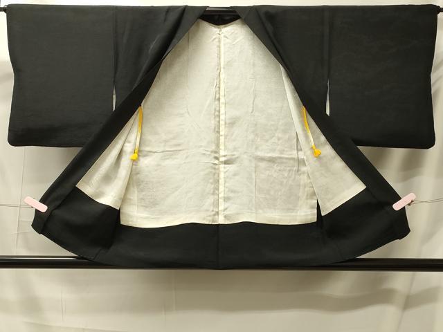 平和屋着物＃羽織　総絞り　草葉文　黒地　正絹　逸品　CABL2960in
