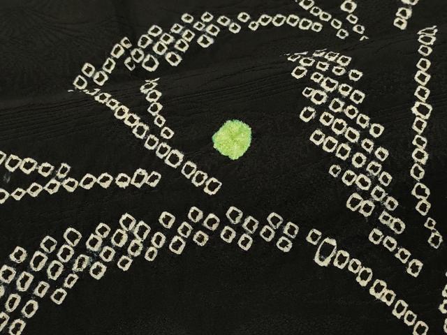 平和屋着物＃羽織　総絞り　草葉文　黒地　正絹　逸品　CABL2960in