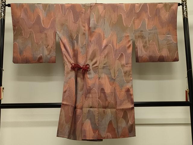 平和屋着物＃道中着　抽象文様　暈し染め　ロング丈　正絹　逸品　CABL2962in