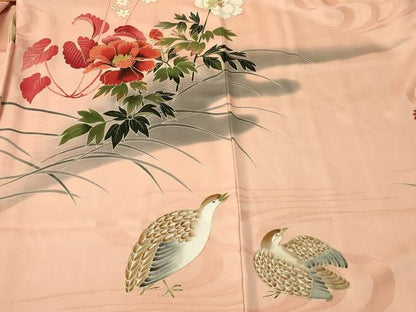 平和屋着物＃羽織　流水花鳥文　金彩　正絹　逸品　CABL2967in
