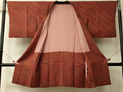 平和屋着物＃道行コート　洋花地紋　暈し染め　ロング丈　正絹　逸品　CABL2971in