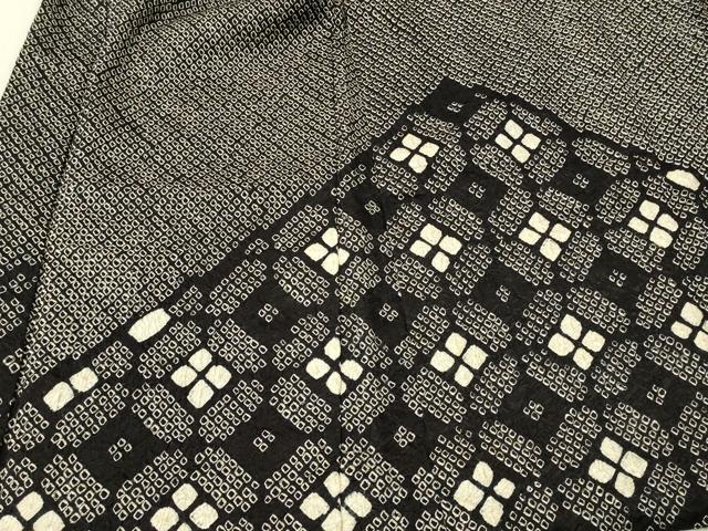 平和屋着物＃羽織　総絞り　幾何学文様　黒地　正絹　逸品　CABL2980in