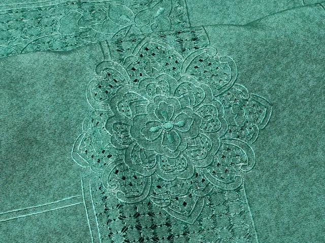 平和屋着物＃中国三大刺繍　スワトウ刺繍　総刺繍　道行コート　正倉院花文　ロング丈　正絹　逸品　CABL2983in