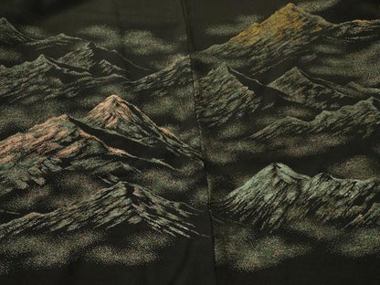 平和屋着物＃羽織　寿光織　遠山文　黒地　金糸　正絹　逸品　CABL2984in