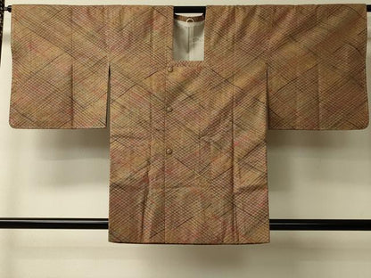 平和屋着物＃道行コート　組み織　菱文　正絹　逸品　未使用　CABL2997in