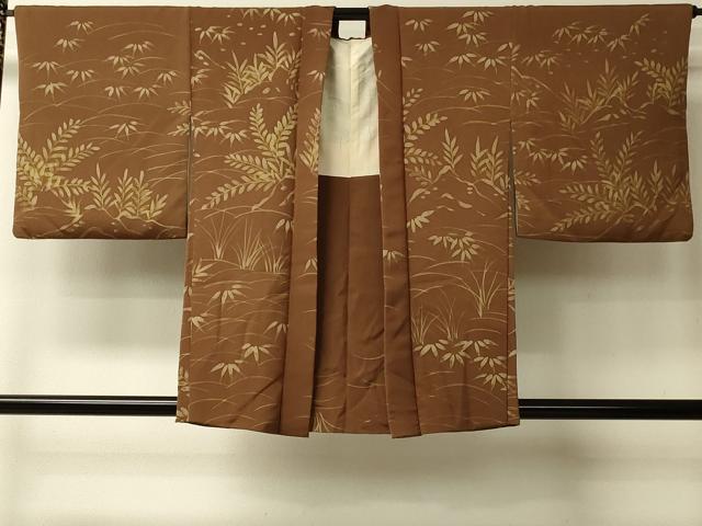平和屋着物＃羽織　ろうけつ染め　草葉文　正絹　逸品　CABL3006in
