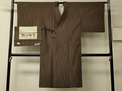 平和屋着物＃道中着　柿渋御召　伝統工芸士　蕪木良一 作　間道　証紙付き　正絹　逸品　CABL3009in