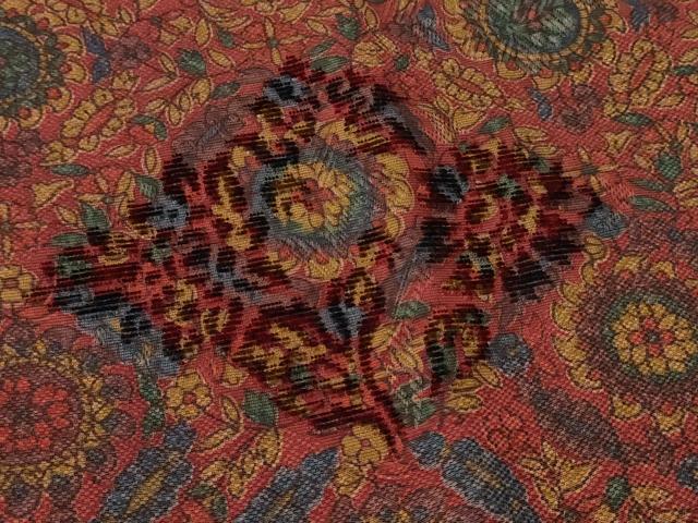 平和屋着物＃道行コート　ビロード　正倉院花文　正絹　逸品　CABL3015in