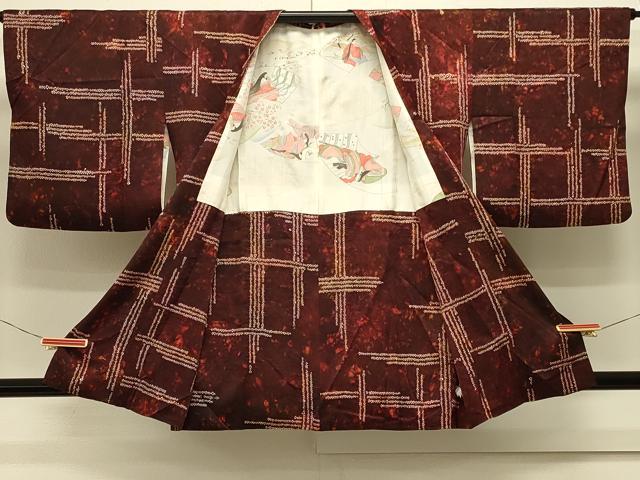 平和屋着物＃道行コート　総絞り　霞格子文　暈し染め　正絹　逸品　CABL3018in