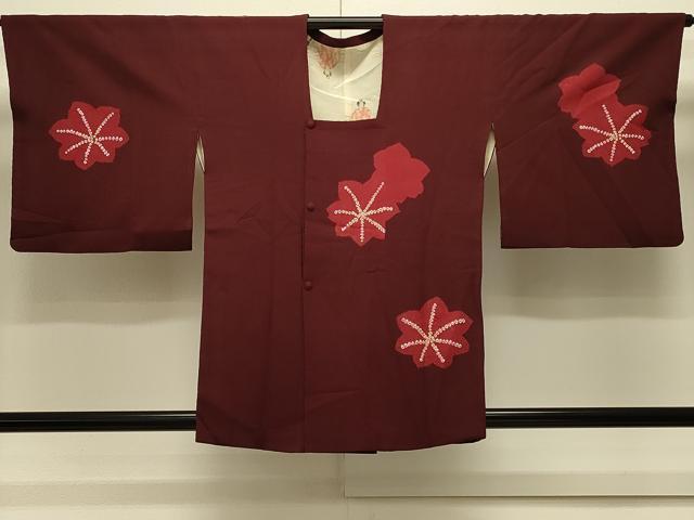 平和屋着物＃道行コート　絞り　舞楓文　正絹　逸品　CABL3019in