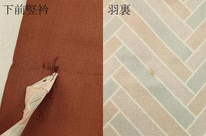 平和屋着物＃道行コート　雨コート　単衣　枝花間道　ロング丈　正絹　逸品　CABL3020in