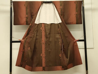 平和屋着物＃道行コート　雨コート　単衣　枝花間道　ロング丈　正絹　逸品　CABL3020in