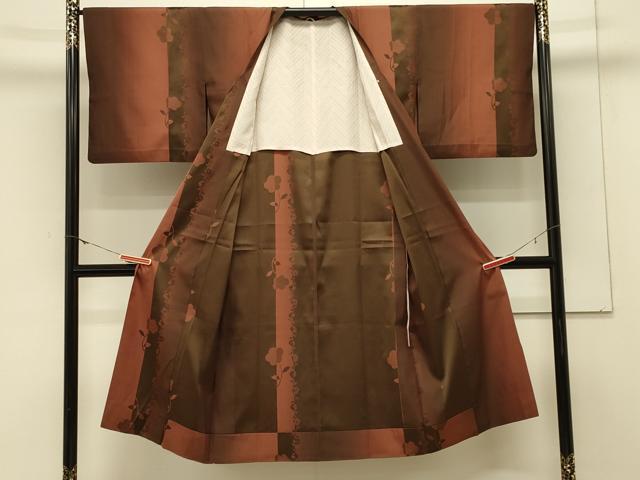 平和屋着物＃道行コート　雨コート　単衣　枝花間道　ロング丈　正絹　逸品　CABL3020in