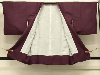 平和屋着物＃道行コート　色無地　流水地紋　似せ紫色　正絹　逸品　CABL3023in