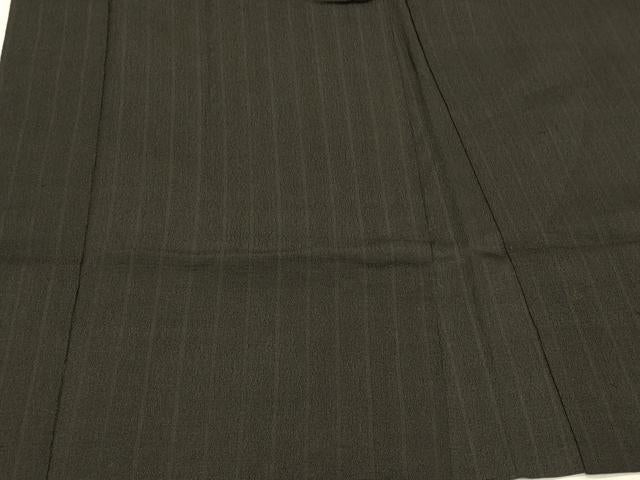 平和屋着物＃男性　長羽織　間道　黒地　正絹　逸品　CABL3027in