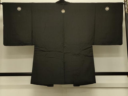 平和屋着物＃男性　羽織　黒紋付き　正絹　逸品　CABL3028in