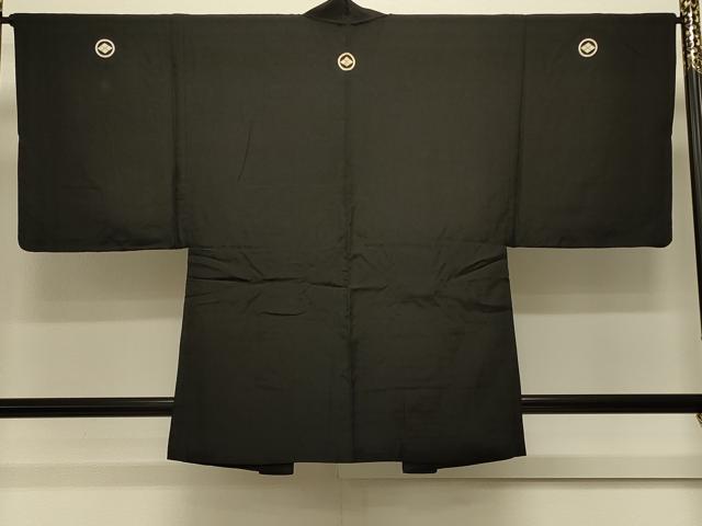 平和屋着物＃男性　羽織　黒紋付き　正絹　逸品　CABL3028in