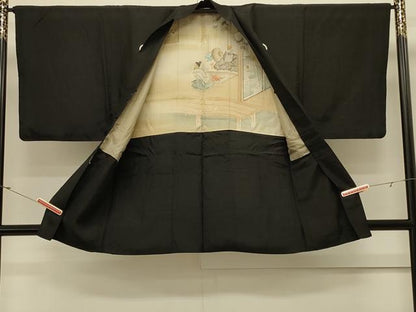 平和屋着物＃男性　羽織　黒紋付き　正絹　逸品　CABL3028in