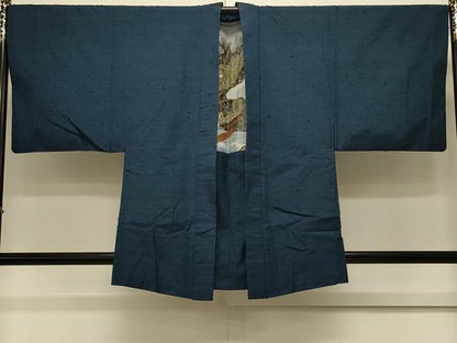 平和屋着物＃男性　羽織　ひげ紬　霞文　羽裏：龍　正絹　逸品　CABL3030in