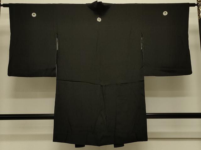 平和屋着物＃長羽織　黒地　正絹　逸品　CABL3032in