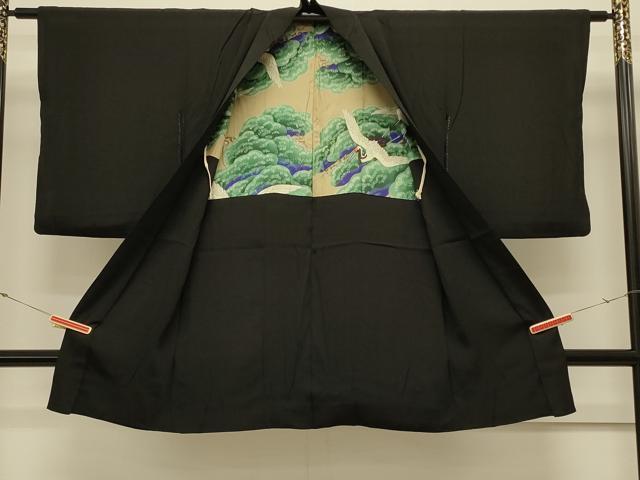 平和屋着物＃長羽織　黒地　正絹　逸品　CABL3032in