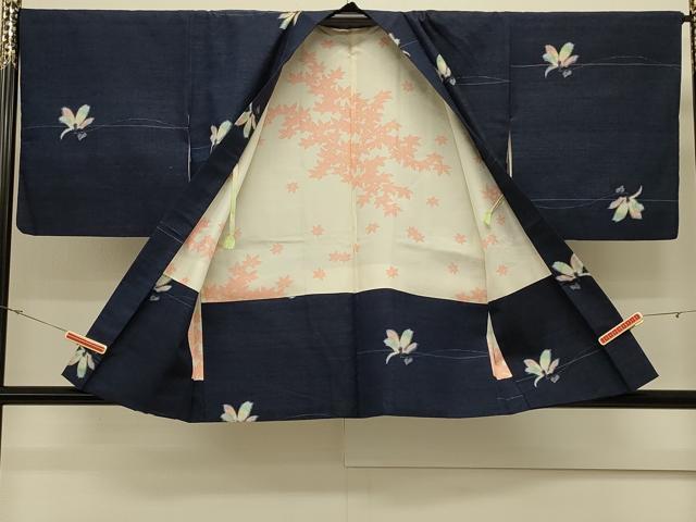 平和屋着物＃羽織　紬地　舞花文　正絹　逸品　CABL3033in