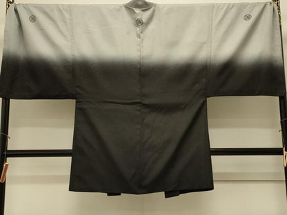 平和屋着物＃男性　長羽織　霞文　金通し地　キングサイズ　正絹　逸品　CABL3034in