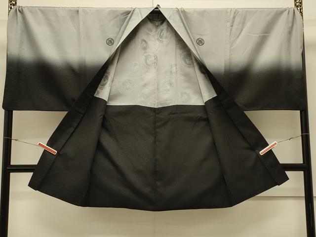 平和屋着物＃男性　長羽織　霞文　金通し地　キングサイズ　正絹　逸品　CABL3034in