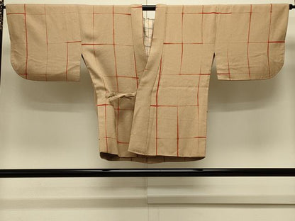 平和屋着物＃道中着　格子　正絹　逸品　CABL3035in