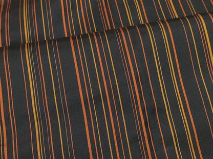 平和屋着物＃道行コート　雨コート　単衣　縞　黒地　ロング丈　正絹　逸品　CABL3036in
