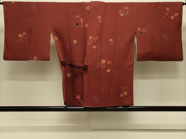 平和屋着物＃道中着　地紋起こし　枝葉文　金彩　正絹　逸品　CABL3038in