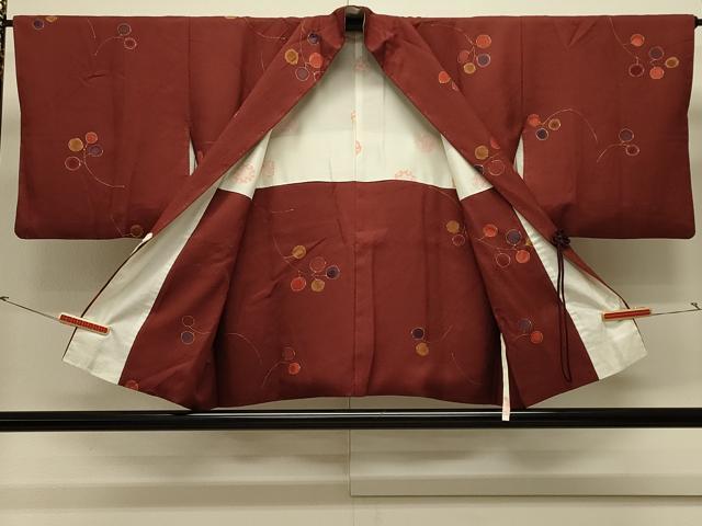 平和屋着物＃道中着　地紋起こし　枝葉文　金彩　正絹　逸品　CABL3038in