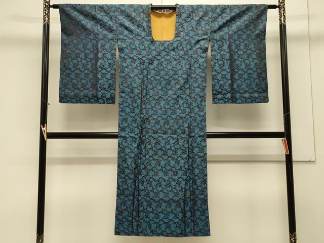 平和屋着物＃道行コート　単衣　花唐草文　ロング丈　正絹　逸品　CABL3041in